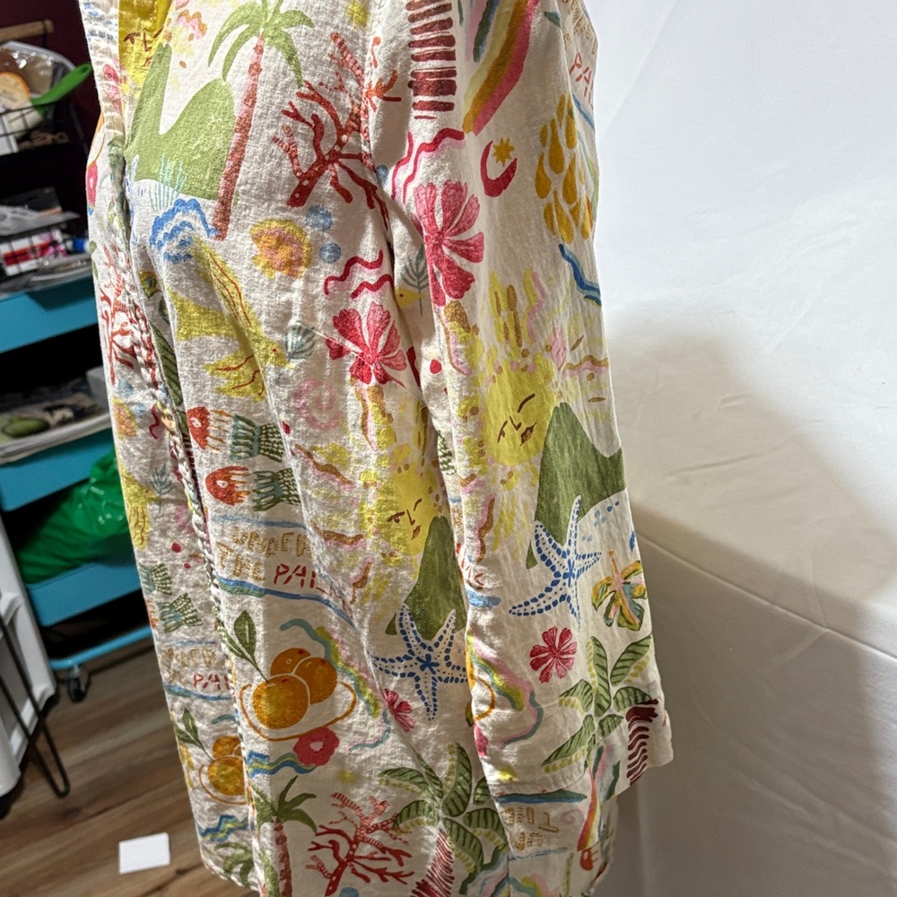 Calypso St. Barth Colorful Tropical Print Button Down Shirt - Picture 3 of 6